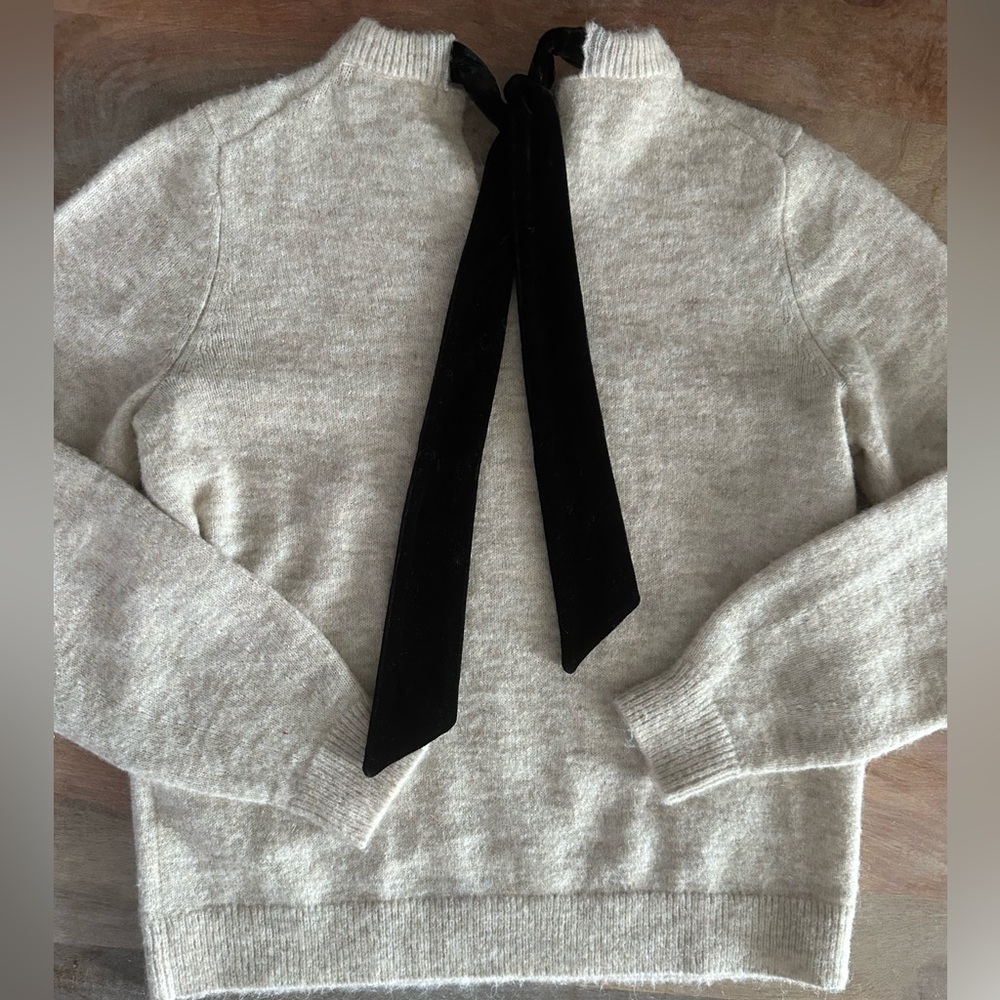Boden Oatmeal Wool Blend Bow Back Jumper Melange Sweater Women’s S